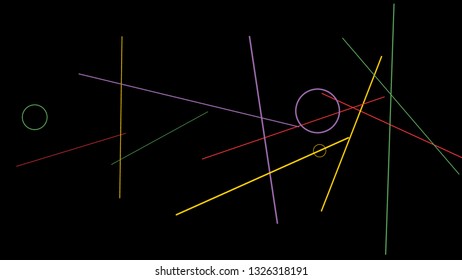 Geometric Memphis Background. Simple Pattern for Postcard, Print, Banner or Poster. Modern Abstract Background with Rings and Lines. Vector Texture in Trendy Minimalistic Style
