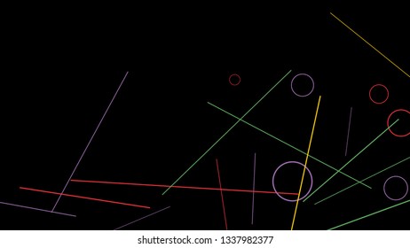 Geometric Memphis Background. Simple Pattern for Postcard, Print, Banner or Poster. Seamless texture. Modern Abstract Background with Rings and Lines. Vector Texture in Trendy Minimalistic Style
