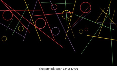 Geometric Memphis Background. Simple Pattern for Postcard, Print, Banner or Poster. Modern Abstract Background with Rings and Lines. Vector Texture in Trendy Minimalistic Style
