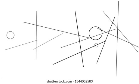 Geometric Memphis Background. Simple Pattern for Postcard, Print, Banner or Poster. Modern Abstract Background with Rings and Lines. Vector Texture in Trendy Minimalistic Style
