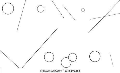 Geometric Memphis Background. Simple Pattern for Postcard, Print, Banner or Poster. Modern Abstract Background with Rings and Lines. Vector Texture in Trendy Minimalistic Style
