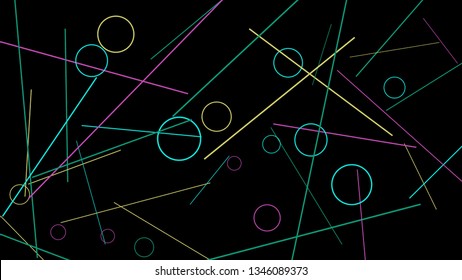 Geometric Memphis Background. Simple Pattern for Postcard, Print, Banner or Poster. Seamless texture. Modern Abstract Background with Rings and Lines. Vector Texture in Trendy Minimalistic Style