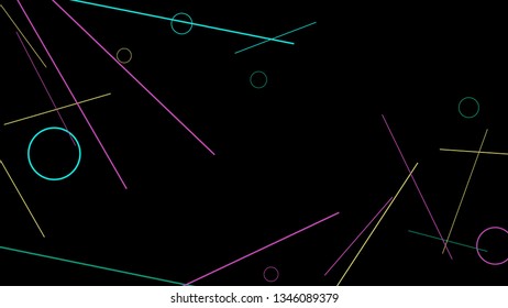 Geometric Memphis Background. Simple Pattern for Postcard, Print, Banner or Poster. Seamless texture. Modern Abstract Background with Rings and Lines. Vector Texture in Trendy Minimalistic Style