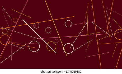 Geometric Memphis Background. Simple Pattern for Postcard, Print, Banner or Poster. Seamless texture. Modern Abstract Background with Rings and Lines. Vector Texture in Trendy Minimalistic Style