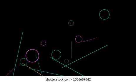 Geometric Memphis Background. Simple Pattern for Postcard, Print, Banner or Poster. Modern Abstract Background with Rings and Lines. Vector Texture in Trendy Minimalistic Style
