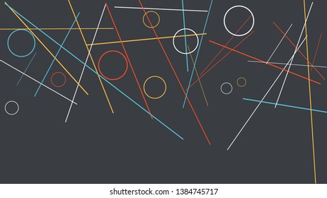 Geometric Memphis Background. Simple Pattern for Postcard, Print, Banner or Poster. Modern Abstract Background with Rings and Lines. Vector Texture in Trendy Minimalistic Style
