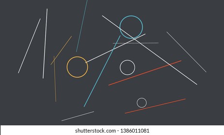 Geometric Memphis Background. Simple Pattern for Postcard, Print, Banner or Poster. Modern Abstract Background with Rings and Lines. Vector Texture in Trendy Minimalistic Style
