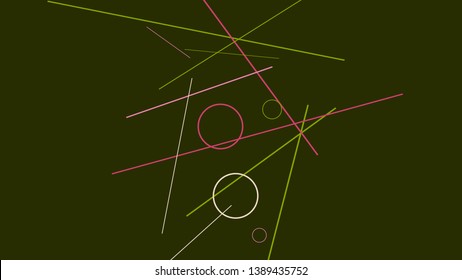 Geometric Memphis Background. Simple Pattern for Postcard, Print, Banner or Poster. Modern Abstract Background with Rings and Lines. Vector Texture in Trendy Minimalistic Style
