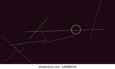 Geometric Memphis Background. Simple Pattern for Postcard, Print, Banner or Poster. Modern Abstract Background with Rings and Lines. Vector Texture in Trendy Minimalistic Style
