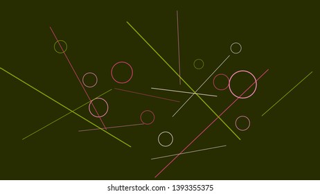 Geometric Memphis Background. Simple Pattern for Postcard, Print, Banner or Poster. Modern Abstract Background with Rings and Lines. Vector Texture in Trendy Minimalistic Style
