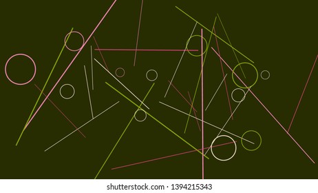 Geometric Memphis Background. Simple Pattern for Postcard, Print, Banner or Poster. Modern Abstract Background with Rings and Lines. Vector Texture in Trendy Minimalistic Style
