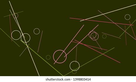 Geometric Memphis Background. Simple Pattern for Postcard, Print, Banner or Poster. Modern Abstract Background with Rings and Lines. Vector Texture in Trendy Minimalistic Style
