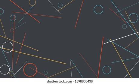 Geometric Memphis Background. Simple Pattern for Postcard, Print, Banner or Poster. Modern Abstract Background with Rings and Lines. Vector Texture in Trendy Minimalistic Style
