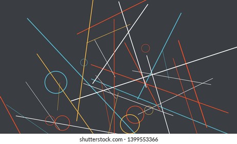 Geometric Memphis Background. Simple Pattern for Postcard, Print, Banner or Poster. Modern Abstract Background with Rings and Lines. Vector Texture in Trendy Minimalistic Style
