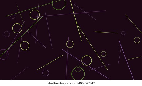 Geometric Memphis Background. Simple Pattern for Postcard, Print, Banner or Poster. Modern Abstract Background with Rings and Lines. Vector Texture in Trendy Minimalistic Style
