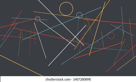 Geometric Memphis Background. Simple Pattern for Postcard, Print, Banner or Poster. Modern Abstract Background with Rings and Lines. Vector Texture in Trendy Minimalistic Style
