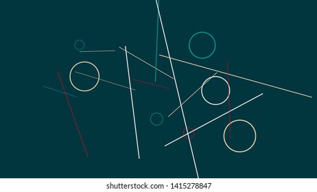 Geometric Memphis Background. Simple Pattern for Postcard, Print, Banner or Poster. Modern Abstract Background with Rings and Lines. Vector Texture in Trendy Minimalistic Style

