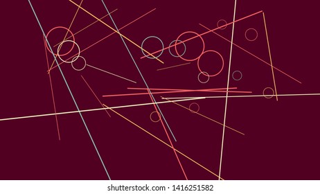 Geometric Memphis Background. Simple Pattern for Postcard, Print, Banner or Poster. Modern Abstract Background with Rings and Lines. Vector Texture in Trendy Minimalistic Style
