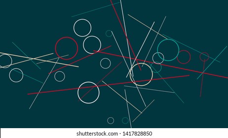 Geometric Memphis Background. Simple Pattern for Postcard, Print, Banner or Poster. Modern Abstract Background with Rings and Lines. Vector Texture in Trendy Minimalistic Style
