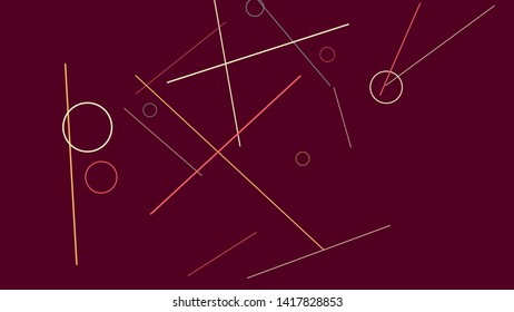 Geometric Memphis Background. Simple Pattern for Postcard, Print, Banner or Poster. Modern Abstract Background with Rings and Lines. Vector Texture in Trendy Minimalistic Style
