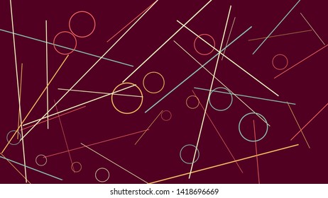 Geometric Memphis Background. Simple Pattern for Postcard, Print, Banner or Poster. Modern Abstract Background with Rings and Lines. Vector Texture in Trendy Minimalistic Style

