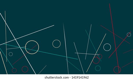 Geometric Memphis Background. Simple Pattern for Postcard, Print, Banner or Poster. Modern Abstract Background with Rings and Lines. Vector Texture in Trendy Minimalistic Style
