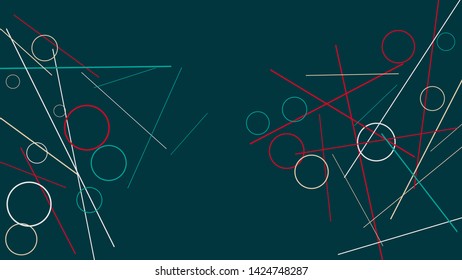 Geometric Memphis Background. Simple Pattern for Postcard, Print, Banner or Poster. Modern Abstract Background with Rings and Lines. Vector Texture in Trendy Minimalistic Style
