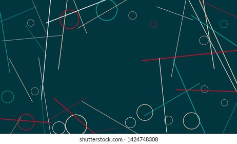 Geometric Memphis Background. Simple Pattern for Postcard, Print, Banner or Poster. Modern Abstract Background with Rings and Lines. Vector Texture in Trendy Minimalistic Style
