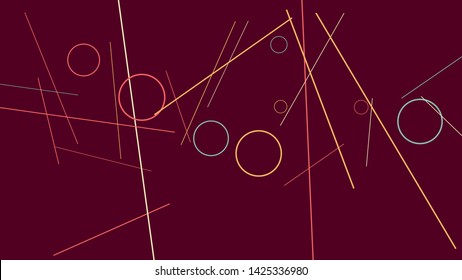 Geometric Memphis Background. Simple Pattern for Postcard, Print, Banner or Poster. Modern Abstract Background with Rings and Lines. Vector Texture in Trendy Minimalistic Style
