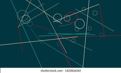 Geometric Memphis Background. Simple Pattern for Postcard, Print, Banner or Poster. Modern Abstract Background with Rings and Lines. Vector Texture in Trendy Minimalistic Style
