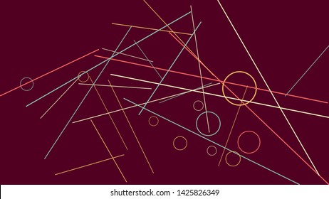 Geometric Memphis Background. Simple Pattern for Postcard, Print, Banner or Poster. Modern Abstract Background with Rings and Lines. Vector Texture in Trendy Minimalistic Style
