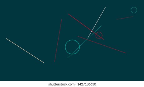 Geometric Memphis Background. Simple Pattern for Postcard, Print, Banner or Poster. Modern Abstract Background with Rings and Lines. Vector Texture in Trendy Minimalistic Style

