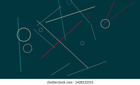 Geometric Memphis Background. Simple Pattern for Postcard, Print, Banner or Poster. Modern Abstract Background with Rings and Lines. Vector Texture in Trendy Minimalistic Style
