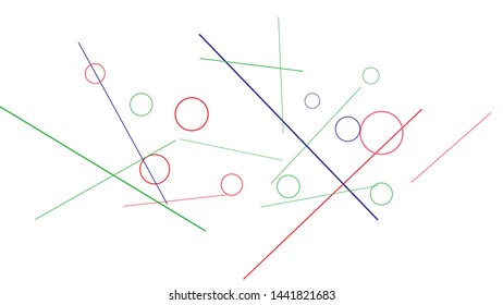 Geometric Memphis Background. Simple Pattern for Postcard, Print, Banner or Poster. Modern Abstract Background with Rings and Lines. Vector Texture in Trendy Minimalistic Style
