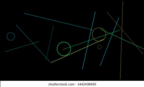 Geometric Memphis Background. Simple Pattern for Postcard, Print, Banner or Poster. Modern Abstract Background with Rings and Lines. Vector Texture in Trendy Minimalistic Style

