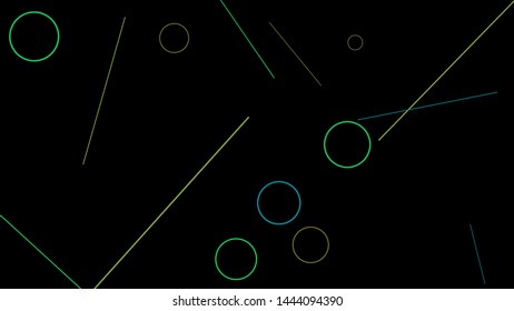 Geometric Memphis Background. Simple Pattern for Postcard, Print, Banner or Poster. Modern Abstract Background with Rings and Lines. Vector Texture in Trendy Minimalistic Style
