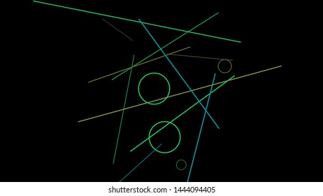 Geometric Memphis Background. Simple Pattern for Postcard, Print, Banner or Poster. Modern Abstract Background with Rings and Lines. Vector Texture in Trendy Minimalistic Style
