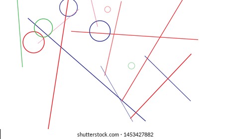Geometric Memphis Background. Simple Pattern for Postcard, Print, Banner or Poster. Modern Abstract Background with Rings and Lines. Vector Texture in Trendy Minimalistic Style
