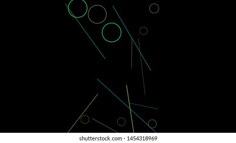 Geometric Memphis Background. Simple Pattern for Postcard, Print, Banner or Poster. Modern Abstract Background with Rings and Lines. Vector Texture in Trendy Minimalistic Style
