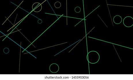 Geometric Memphis Background. Simple Pattern for Postcard, Print, Banner or Poster. Modern Abstract Background with Rings and Lines. Vector Texture in Trendy Minimalistic Style
