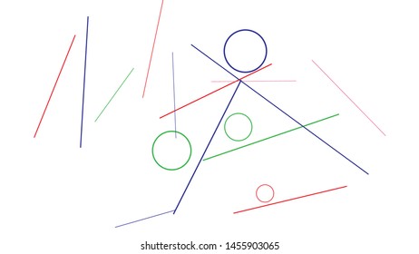 Geometric Memphis Background. Simple Pattern for Postcard, Print, Banner or Poster. Modern Abstract Background with Rings and Lines. Vector Texture in Trendy Minimalistic Style
