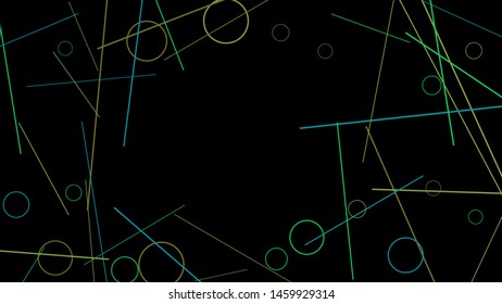Geometric Memphis Background. Simple Pattern for Postcard, Print, Banner or Poster. Modern Abstract Background with Rings and Lines. Vector Texture in Trendy Minimalistic Style
