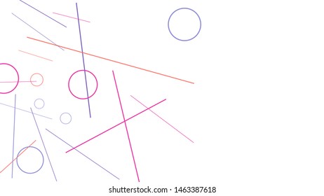 Geometric Memphis Background. Simple Pattern for Postcard, Print, Banner or Poster. Modern Abstract Background with Rings and Lines. Vector Texture in Trendy Minimalistic Style
