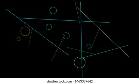Geometric Memphis Background. Simple Pattern for Postcard, Print, Banner or Poster. Modern Abstract Background with Rings and Lines. Vector Texture in Trendy Minimalistic Style
