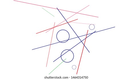 Geometric Memphis Background. Simple Pattern for Postcard, Print, Banner or Poster. Modern Abstract Background with Rings and Lines. Vector Texture in Trendy Minimalistic Style

