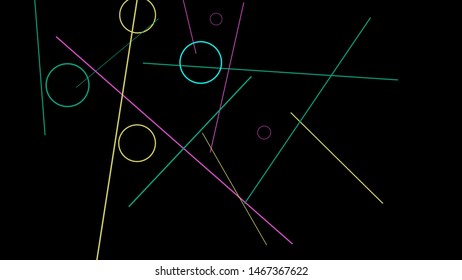 Geometric Memphis Background. Simple Pattern for Postcard, Print, Banner or Poster. Modern Abstract Background with Rings and Lines. Vector Texture in Trendy Minimalistic Style
