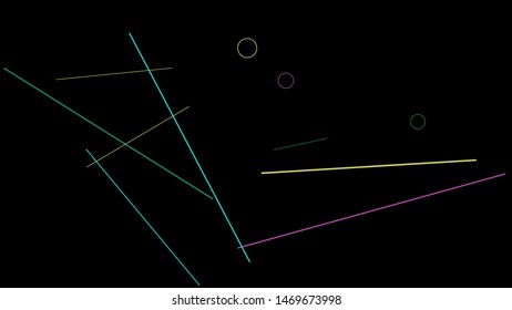 Geometric Memphis Background. Simple Pattern for Postcard, Print, Banner or Poster. Modern Abstract Background with Rings and Lines. Vector Texture in Trendy Minimalistic Style
