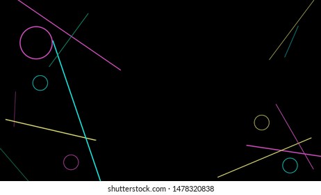 Geometric Memphis Background. Simple Pattern for Postcard, Print, Banner or Poster. Modern Abstract Background with Rings and Lines. Vector Texture in Trendy Minimalistic Style
