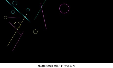 Geometric Memphis Background. Simple Pattern for Postcard, Print, Banner or Poster. Modern Abstract Background with Rings and Lines. Vector Texture in Trendy Minimalistic Style
