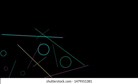 Geometric Memphis Background. Simple Pattern for Postcard, Print, Banner or Poster. Modern Abstract Background with Rings and Lines. Vector Texture in Trendy Minimalistic Style
